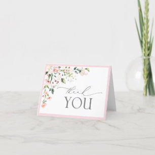 Elegante Roze Aquarel Bloemenscript Bedankkaart