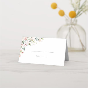 Elegante Roze Aquarel Bloemrijke Bruidsdouche Plaatskaartje