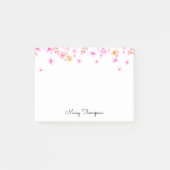Elegante Roze Aquarel Bloesem Script Naam Post-it® Notes (Voorkant)