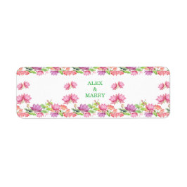 Elegante Roze Aquarel Lotus Bloemmotief Etiket