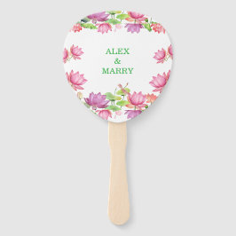 Elegante Roze Aquarel Lotus Bloemmotief Handwaaier