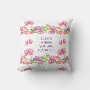 Elegante Roze Aquarel Lotus Bloemmotief Kussen