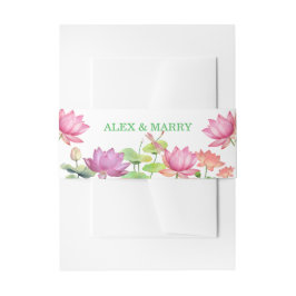 Elegante Roze Aquarel Lotus Bloemmotief Uitnodigingen Wikkel