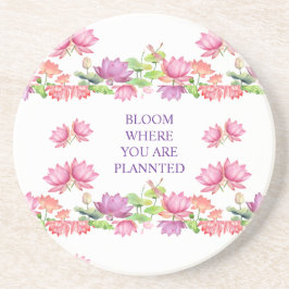 Elegante Roze Aquarel Lotus Bloemmotief Zandsteen Onderzetter