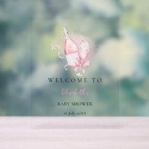 Elegante Roze Aquarel Moderne Baby Shower