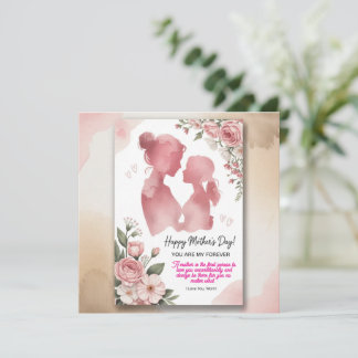 Elegante Roze Aquarel Moederdagkaart Kaart