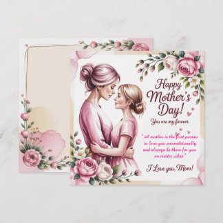 Elegante Roze Aquarel Moederdagkaart Kaart