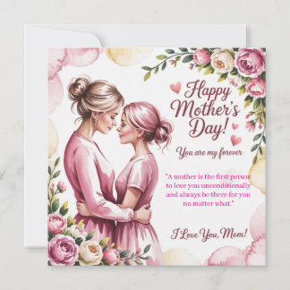 Elegante Roze Aquarel Moederdagkaart Kaart