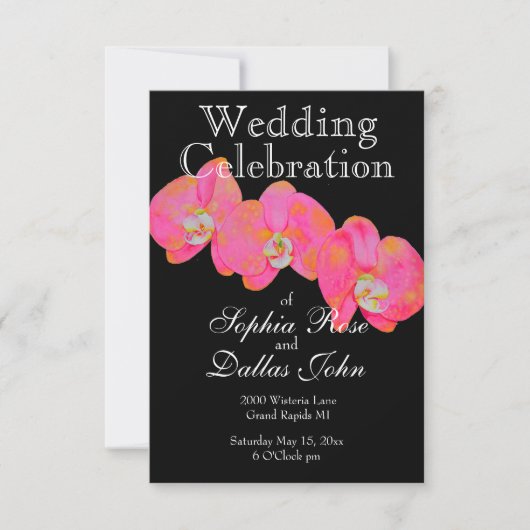 Elegante roze aquarel orchidee schildering kaart (Voorkant)