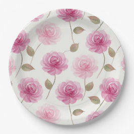 Elegante roze aquarel roos patroon papieren bord