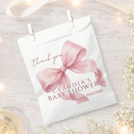 Elegante Roze Aquarel Strik Baby Shower Bedankzakje