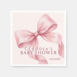 Elegante Roze Aquarel Strik Baby Shower Servet