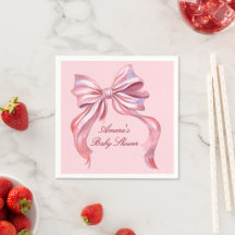 Elegante Roze Aquarel Strik Meisje Baby Shower