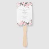 Elegante Roze Aquarel Trouwprogramma Handventilato Handwaaier (Voorkant)