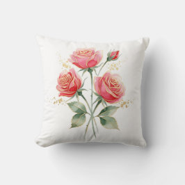 Elegante roze aquarelrozen met gouden folie-afwerk kussen