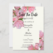 Elegante Roze Azalea & Ivoor Uitnodigingskaart voo Save The Date (Voorkant)