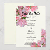 Elegante Roze Azalea & Ivoorkleurige Save the Date (Voorkant / Achterkant)