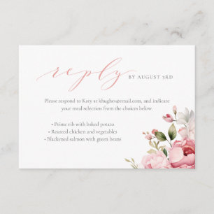 Elegante Roze Baby Meisje Baby Shower Maaltijd Sel Informatiekaartje
