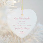 Elegante Roze Baby Meisje Foto Eerste Kerstmis Keramisch Ornament
