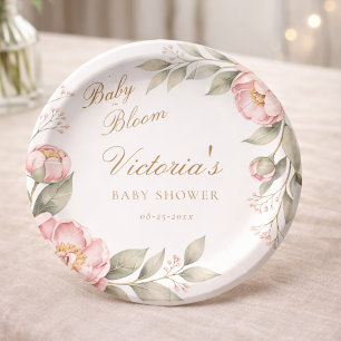 Elegante Roze Baby Shower Feest voor Meisjes Papieren Bordje