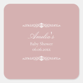 Elegante roze baby shower in Regency-stijl  Vierkante Sticker
