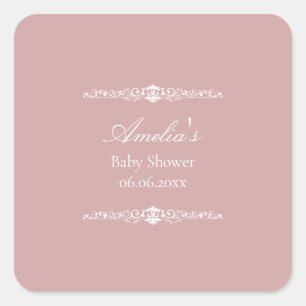 Elegante roze baby shower in Regency-stijl  Vierkante Sticker
