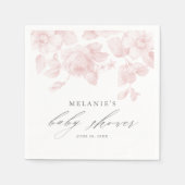 Elegante Roze Baby Shower met Bloemend Script Servet (Voorkant)