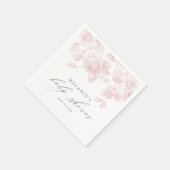Elegante Roze Baby Shower met Bloemend Script Servet (Hoek)