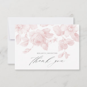 Elegante Roze Baby Shower met Bloemenschrift Bedankkaart