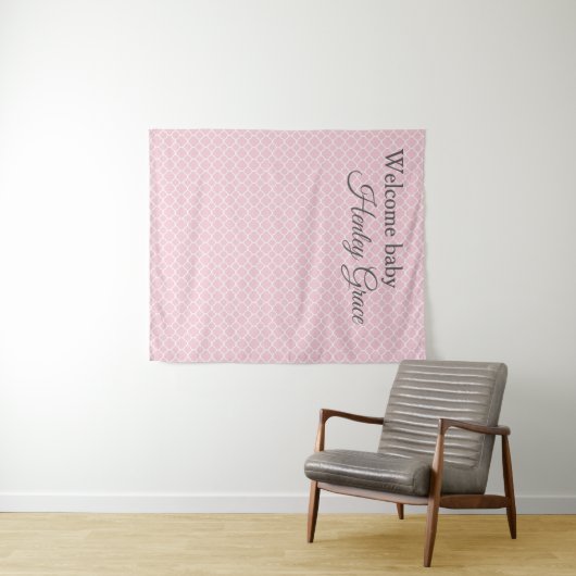 Elegante roze babyshower fotobehang wandkleed (In Situ (horizontaal))