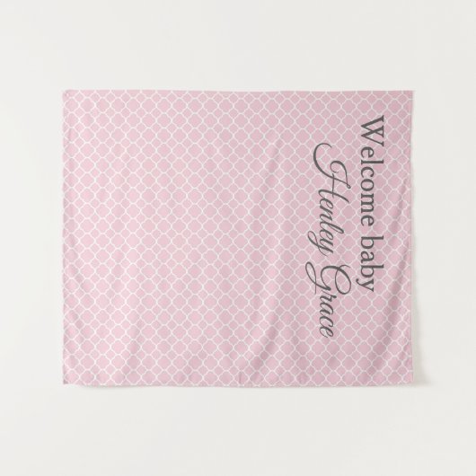 Elegante roze babyshower fotobehang wandkleed (Voorkant (horizontaal))