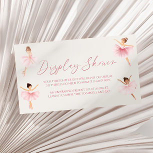 Elegante Roze Ballerina Baby shower Display Douche Informatiekaartje