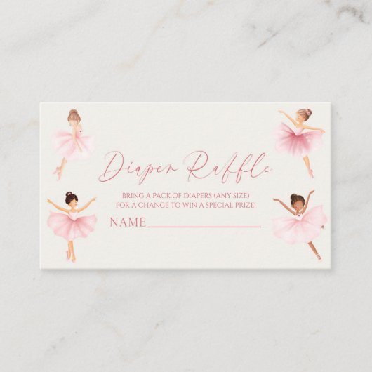 Elegante Roze Ballerina Baby shower Luier Raffle Informatiekaartje (Voorkant)