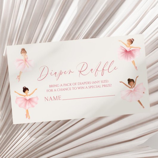Elegante Roze Ballerina Baby shower Luier Raffle Informatiekaartje