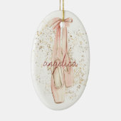 Elegante Roze Ballerina Dansschoenen Gouden Glitte Keramisch Ornament (Rechts)