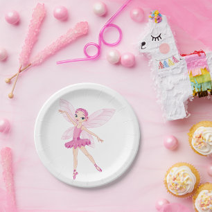 Elegante roze ballerina fee voor dansliefhebbers papieren bordje