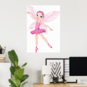 Elegante roze ballerina fee voor dansliefhebbers poster (Thuiskantoor)