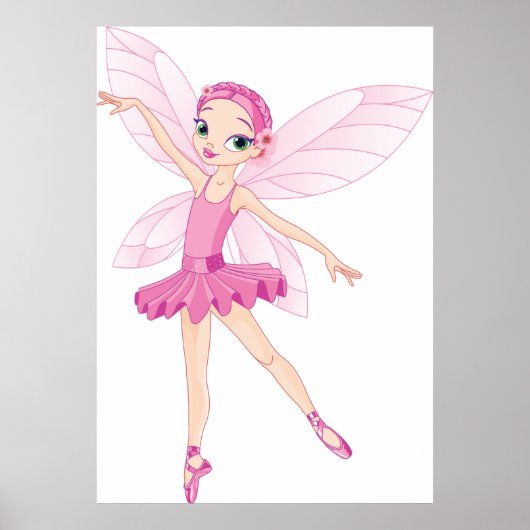 Elegante roze ballerina fee voor dansliefhebbers poster (Voorkant)