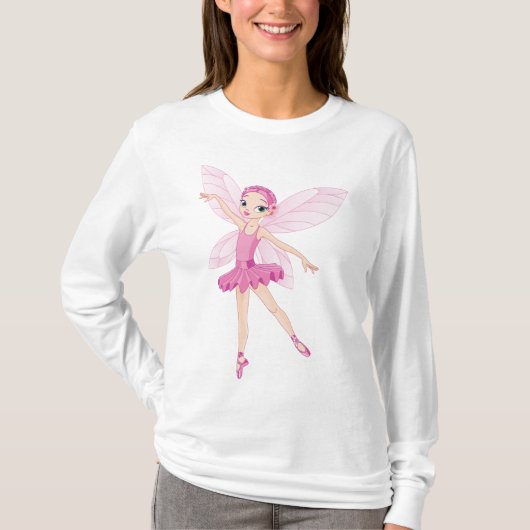 Elegante roze ballerina fee voor dansliefhebbers t-shirt (Voorkant)