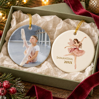 Elegante Roze Ballerina Gepersonaliseerde Foto Orn Keramisch Ornament