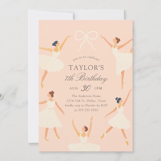 Elegante  roze ballerina verjaardag kaart (Voorkant)