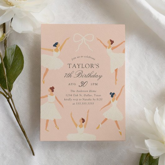 Elegante  roze ballerina verjaardag kaart