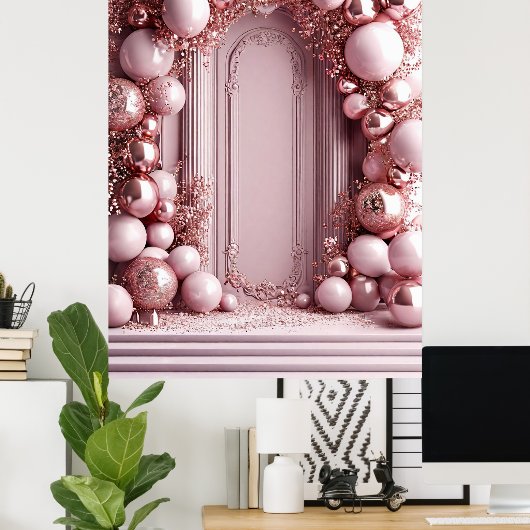 Elegante roze ballon decoratie (Thuiskantoor)
