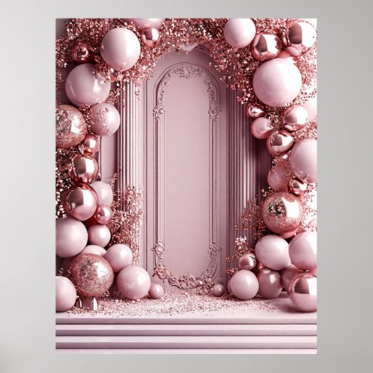 Elegante roze ballon decoratie (Voorkant)