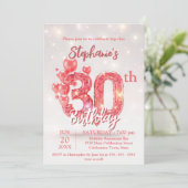 Elegante roze ballonnen 30e verjaardag kaart (Staand voorkant)