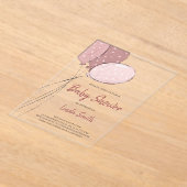 Elegante roze ballonnen meisje Baby shower Acryl Uitnodigingen (Laagn)