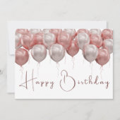 Elegante roze ballonnen Modern Script Happy Birthd Kaart (Voorkant)