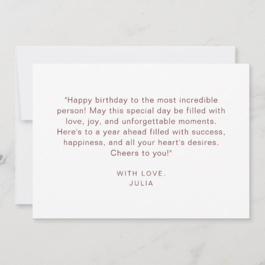 Elegante roze ballonnen Modern Script Happy Birthd Kaart (Achterkant)