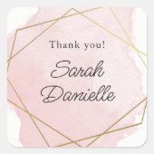 Elegante Roze Bat Mitswa Dank je wel Vierkante Sticker (Voorkant)