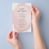 Elegante Roze Bat Mitswa Party Papieren Menu (Hand)
